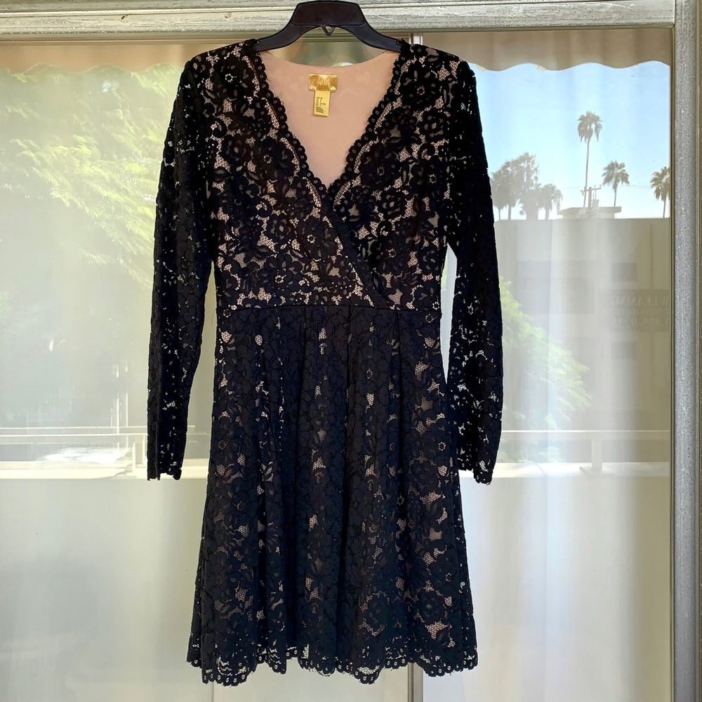 H&M long sleeve black lace dress